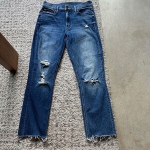 MOTHER Mid Rise Dazzler Ankle Fray Sz 28